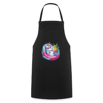 Niedliches Einhorn genießt Eiscreme-Spaß - Kochschürze - Schwarz - Vorne - AI Model Male 185 dark (185cm)