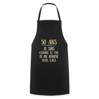 Anniversaire 50 Ans Homme Humour Idée Cadeau - Tablier de cuisine - noir - Devant - AI Model Male 185 dark (185cm)