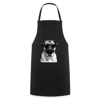 Mops mit Sonnenbrille Tier Motiv Kunst Mops - Kochschürze - Schwarz - Vorne - AI Model Male 185 dark (185cm)