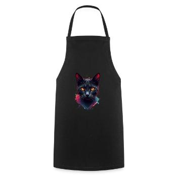 Katzen Kunst Tier Wasserfarben Motiv Katze - Kochschürze - Schwarz - Vorne - AI Model Male 185 dark (185cm)