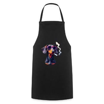 Teckel avec lunettes de soleil motif animal fumant - Tablier de cuisine - noir - Devant - AI Model Male 185 dark (185cm)