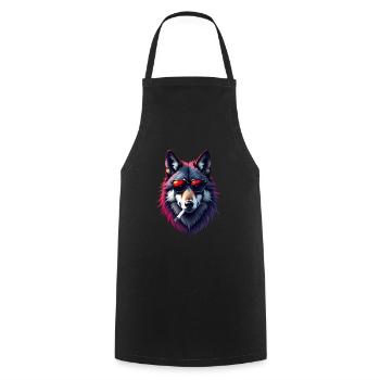 Loup avec des lunettes de soleil motif animal loup fumant - Tablier de cuisine - noir - Devant - AI Model Male 185 dark (185cm)