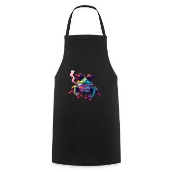 Frog with sunglasses animal motif smoking - Cooking Apron - black - Front - AI Model Male 185 dark (185cm)