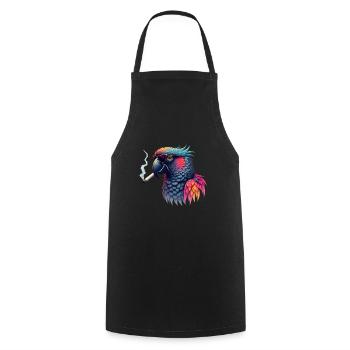 Parrot with sunglasses animal motif smoking - Cooking Apron - black - Front - AI Model Male 185 dark (185cm)