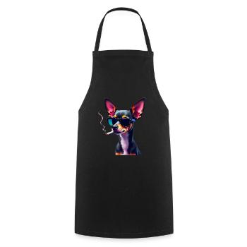 Chihuahua avec lunettes de soleil motif animal fumant - Tablier de cuisine - noir - Devant - AI Model Male 185 dark (185cm)