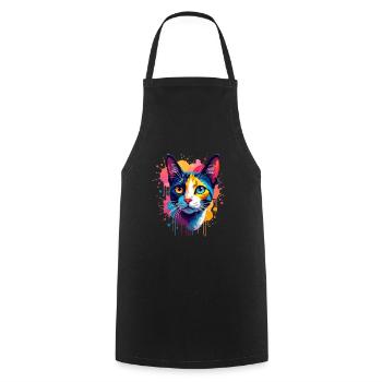 Cat Colorful Art Artwork Cat Owner Animal - Cooking Apron - black - Front - AI Model Male 185 dark (185cm)