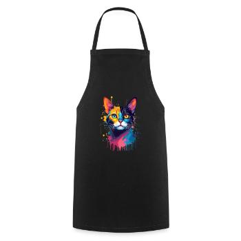 Chat Coloré Art Oeuvre Chat Propriétaire Animal - Tablier de cuisine - noir - Devant - AI Model Male 185 dark (185cm)