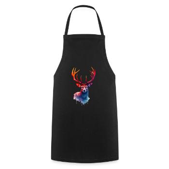 Cerf Art Oeuvre Aquarelle Woodland Deer - Tablier de cuisine - noir - Devant - AI Model Male 185 dark (185cm)