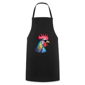 Chicken Art Artwork Pop Art Chickens - Cooking Apron - black - Front - AI Model Male 185 dark (185cm)