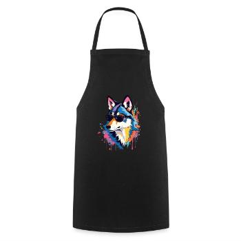 Wolf Kunst Kunstwerk Pop Art Wolfs - Kochschürze - Schwarz - Vorne - AI Model Male 185 dark (185cm)