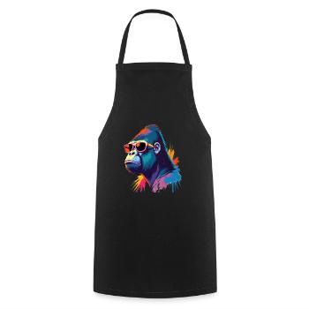 Gorilla Kunst Kunstwerk Pop Art Gorilla - Kochschürze - Schwarz - Vorne - AI Model Male 185 dark (185cm)