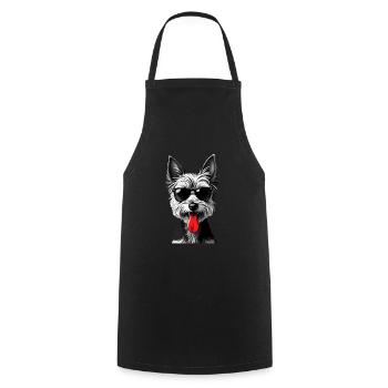 Yorkshire Terrier Dog Animal Motif Funny Dogs - Cooking Apron - black - Front - AI Model Male 185 dark (185cm)