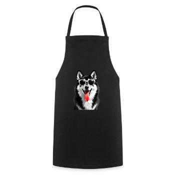 Husky chien motif animal chiens drôles - Tablier de cuisine - noir - Devant - AI Model Male 185 dark (185cm)
