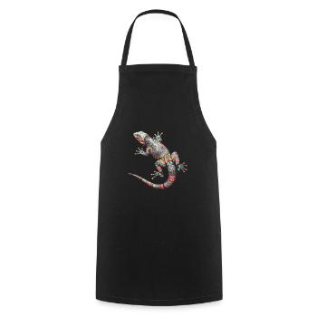 Niedliche Eidechse Terraristik für - Kochschürze - Schwarz - Vorne - AI Model Male 185 dark (185cm)