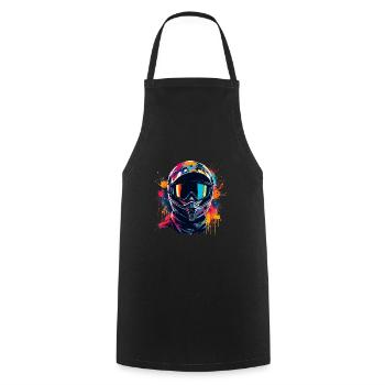 Motocross Design Kunst Wasserfarbe Splashes Bunt - Kochschürze - Schwarz - Vorne - AI Model Male 185 dark (185cm)
