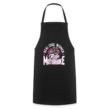 Real Cool Woman ride Motorbike Biker - Cooking Apron - black - Front - AI Model Male 185 dark (185cm)
