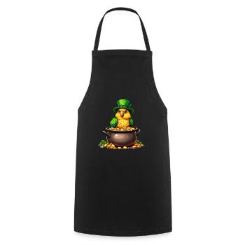 Papagei St. Patricks Day Outfit Vogel - Kochschürze - Schwarz - Vorne - AI Model Male 185 dark (185cm)