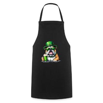 English Bulldog St. Patrick's Day Beer Outfit - Cooking Apron - black - Front - AI Model Male 185 dark (185cm)