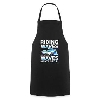 Riding Waves and Making Waves Manta Style für - Kochschürze - Schwarz - Vorne - AI Model Male 185 dark (185cm)