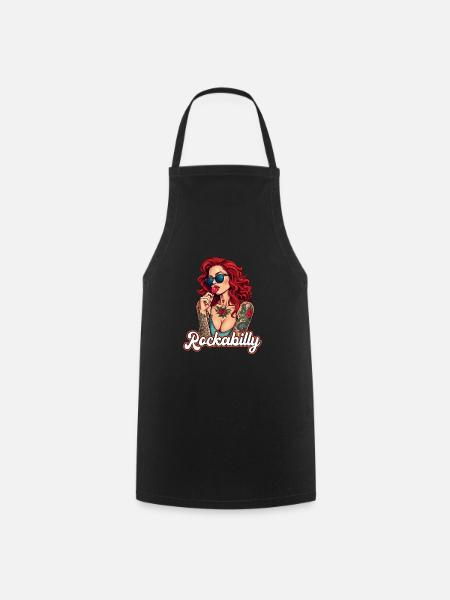 Cool Rockabilly Frau im Syle der 50er - Kochschürze - Schwarz