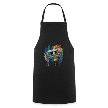80s Retro Cassette Splash Classic Cassette Tape - Kochschürze - Schwarz - Vorne - AI Model Male 185 dark (185cm)