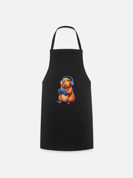Capybara Gaming Adventure for Gamer Fans - Cooking Apron - black