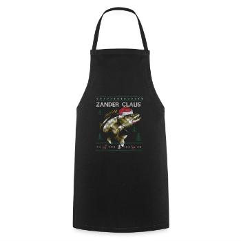 Zander Fans Christmas Fishing Fun with Santa Hat - Cooking Apron - black - Front - AI Model Male 185 dark (185cm)