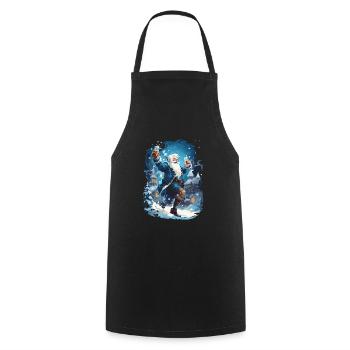 Plaisir de Noël: Père Noël ivre - Tablier de cuisine - noir - Devant - AI Model Male 185 dark (185cm)