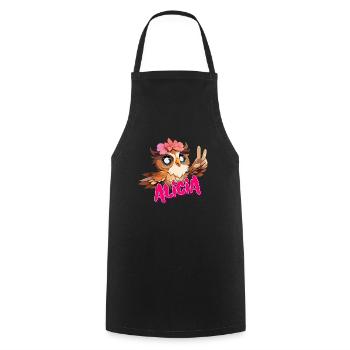 ALICIA - Beautiful Girl Name with Cute OWL - Cooking Apron - black - Front - AI Model Male 185 dark (185cm)