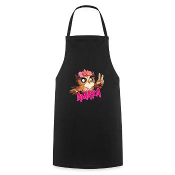 AMARA - Beautiful Girl Name with Cute OWL - Cooking Apron - black - Front - AI Model Male 185 dark (185cm)