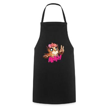 ANNY - Beautiful girl name with cute OWL - Cooking Apron - black - Front - AI Model Male 185 dark (185cm)