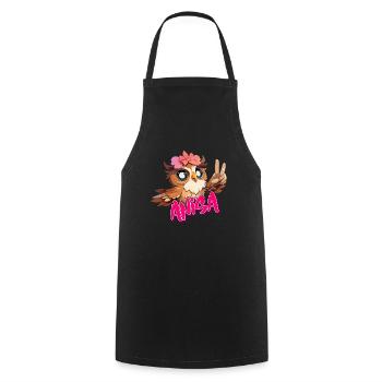 ANISA - Beau nom de fille avec hibou mignon - Tablier de cuisine - noir - Devant - AI Model Male 185 dark (185cm)