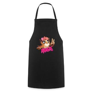 ABBIE - Beautiful Girl Name with Cute OWL - Cooking Apron - black - Front - AI Model Male 185 dark (185cm)