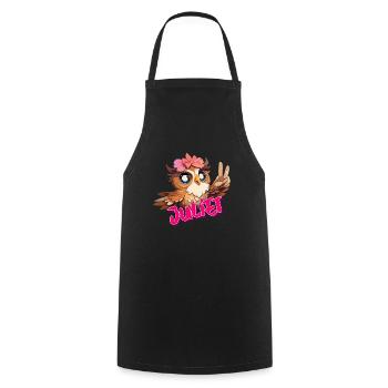 JULIET - Beautiful girl name with cute OWL - Cooking Apron - black - Front - AI Model Male 185 dark (185cm)