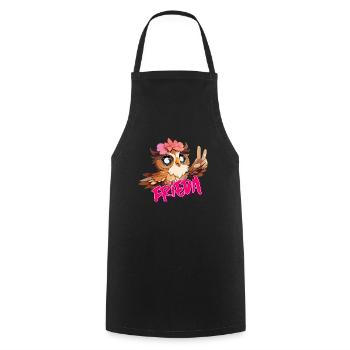 FRIEDA - Beau nom de fille avec un hibou mignon - Tablier de cuisine - noir - Devant - AI Model Male 185 dark (185cm)