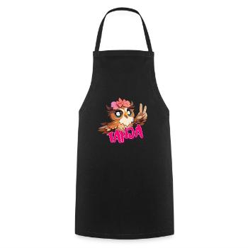 TANJA - Beau nom de fille avec hibou mignon - Tablier de cuisine - noir - Devant - AI Model Male 185 dark (185cm)