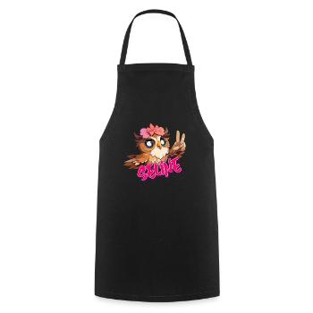SELINE - Beau nom de fille avec hibou mignon - Tablier de cuisine - noir - Devant - AI Model Male 185 dark (185cm)