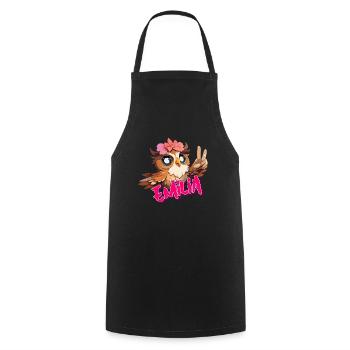 EMILIA - Beau nom de fille avec hibou mignon - Tablier de cuisine - noir - Devant - AI Model Male 185 dark (185cm)