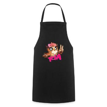 RIA - Beau nom de fille avec hibou mignon - Tablier de cuisine - noir - Devant - AI Model Male 185 dark (185cm)