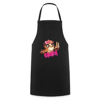 SAMIRA - Beau nom de fille avec un hibou mignon - Tablier de cuisine - noir - Devant - AI Model Male 185 dark (185cm)