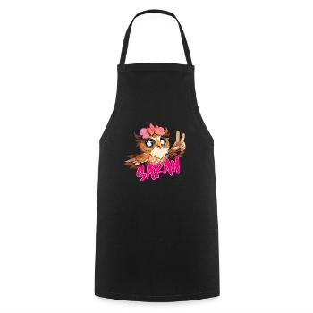 SARAH - Beautiful Girl Name with Cute OWL - Cooking Apron - black - Front - AI Model Male 185 dark (185cm)