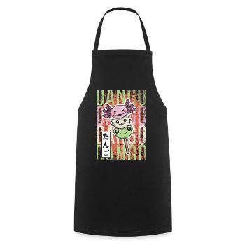 Dango Kawaii axolotl cat frog - Cooking Apron - black - Front - AI Model Male 185 dark (185cm)
