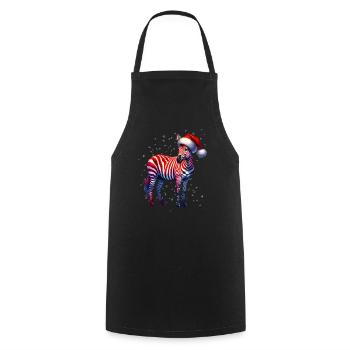Weihnachts- Zebra - Kochschürze - Schwarz - Vorne - AI Model Male 185 dark (185cm)