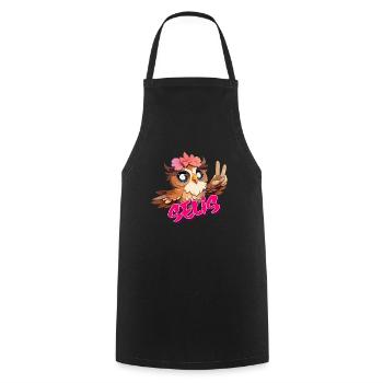 SELIS - Beau nom de fille avec hibou mignon - Tablier de cuisine - noir - Devant - AI Model Male 185 dark (185cm)