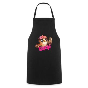 ECRIN - Beau nom de fille avec hibou mignon - Tablier de cuisine - noir - Devant - AI Model Male 185 dark (185cm)