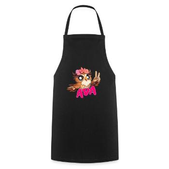 ADA - Beautiful Girl Name with Cute OWL - Cooking Apron - black - Front - AI Model Male 185 dark (185cm)
