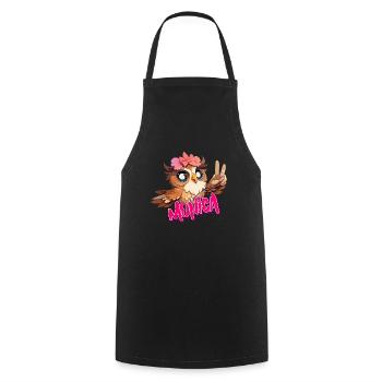 MONICA - Beau nom de fille avec hibou mignon - Tablier de cuisine - noir - Devant - AI Model Male 185 dark (185cm)
