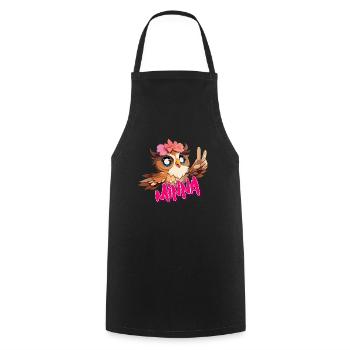 MINNA - Beau nom de fille avec un joli hibou - Tablier de cuisine - noir - Devant - AI Model Male 185 dark (185cm)