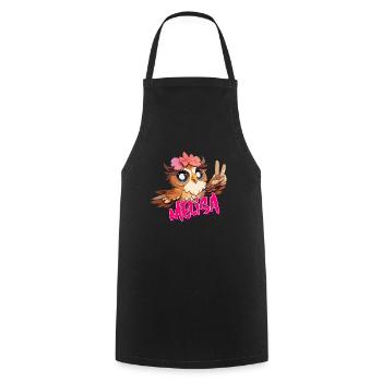 MELISA - Beau nom de fille avec un hibou mignon - Tablier de cuisine - noir - Devant - AI Model Male 185 dark (185cm)