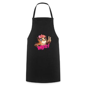 DARCY - Beautiful girl name with cute OWL - Cooking Apron - black - Front - AI Model Male 185 dark (185cm)